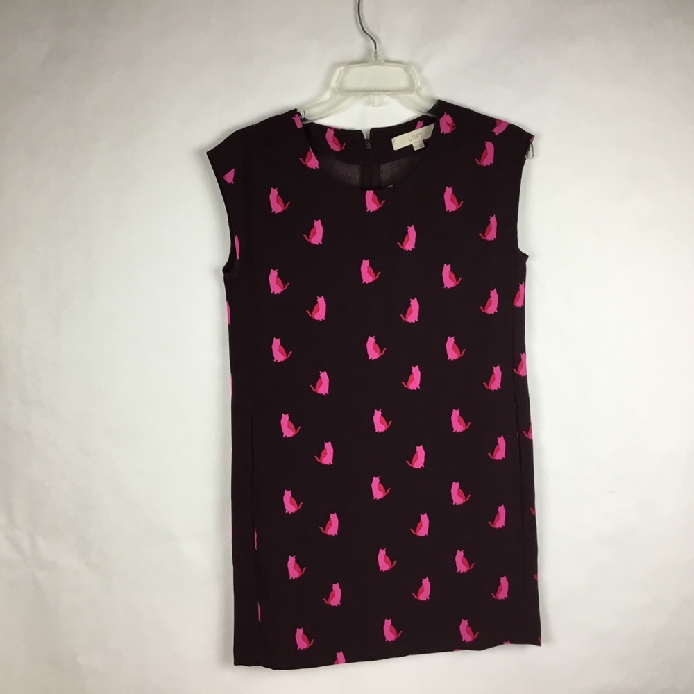 Loft Women Petite Shift Mini Dress Cats Size XXSP